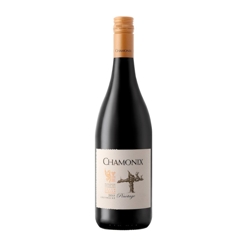 A bottle of Cape Chamonix Pinotage Greywacke wine