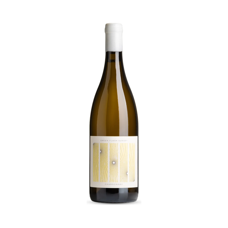 A bottle of Green Flash Sunset Chardonnay