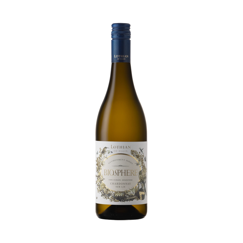 A bottle of Lothian Vineyards Biosphere Chardonnay