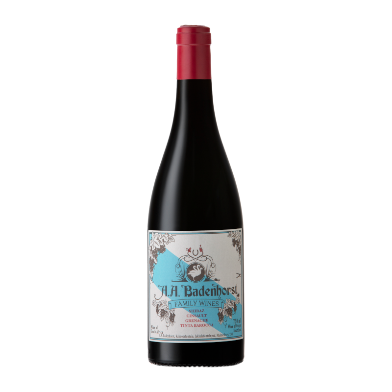 A bottle of AA Badenhorst Family Kalmoesfontein red wine