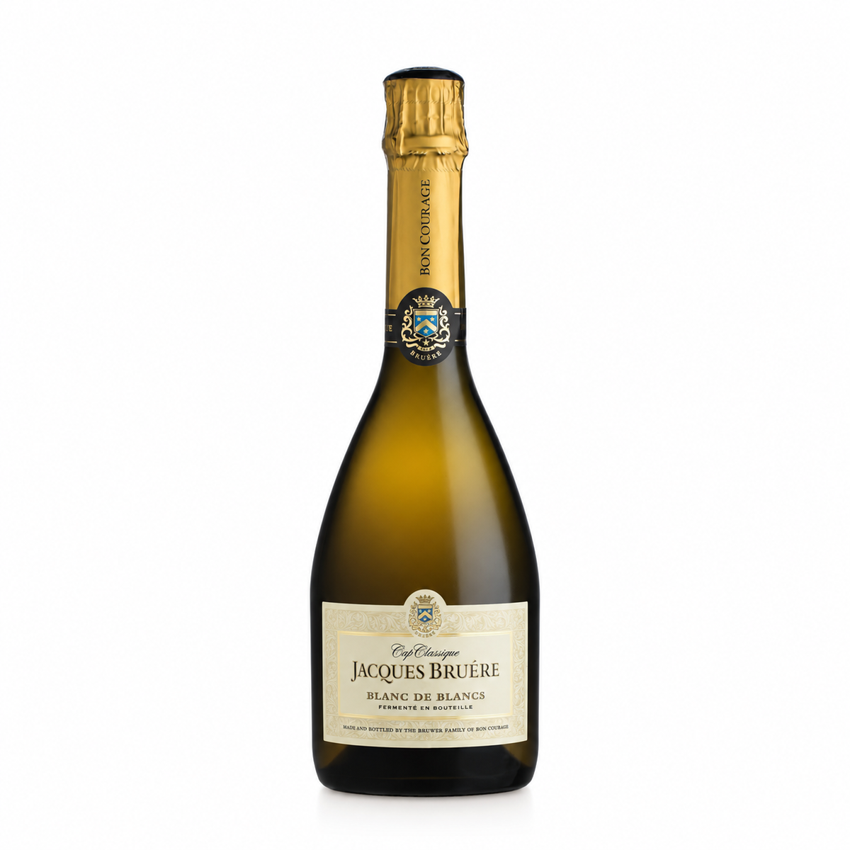 A bottle of Bon Courage Cap Classique Blancs de Blancs