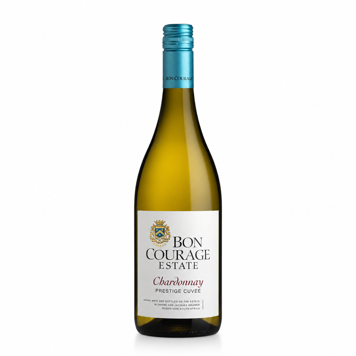 A bottle of Bon Courage Chardonnay Prestige Cuvée