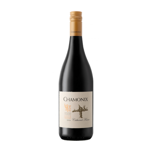 A bottle of Cape Chamonix Cabernet Franc wine