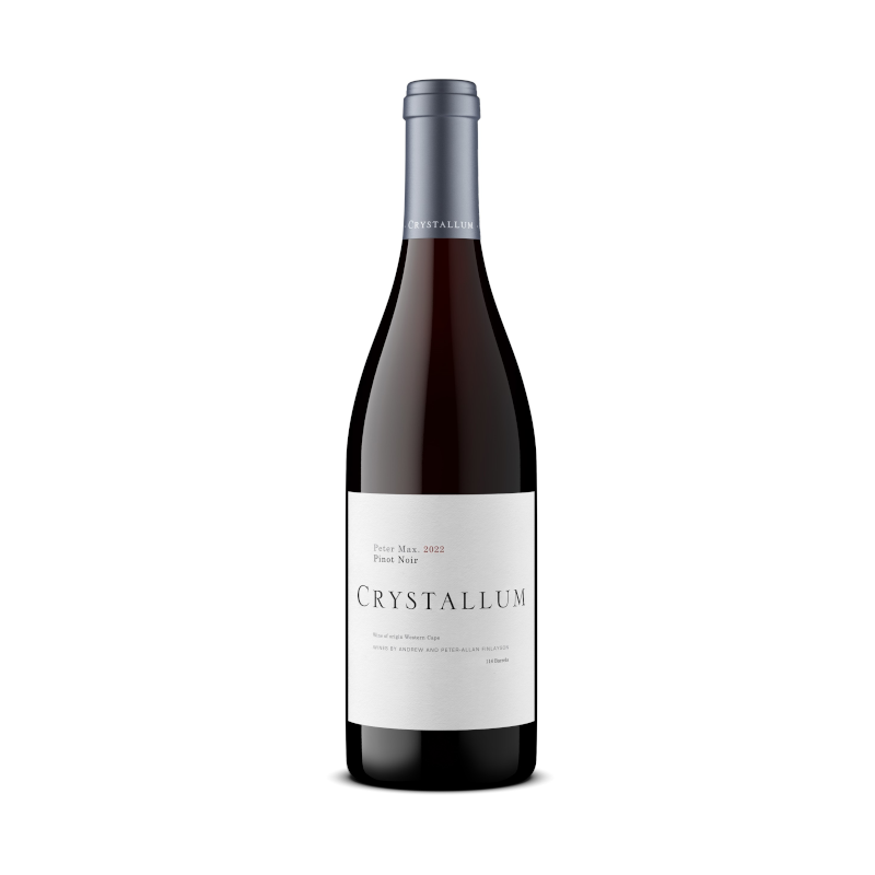 A bottle of Crystallum Pinot Noir wine