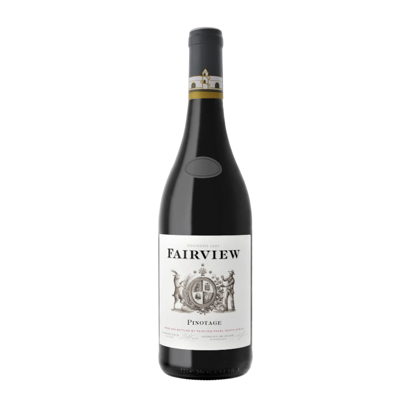 A bottle of Fairview Pinotage Paarl wine
