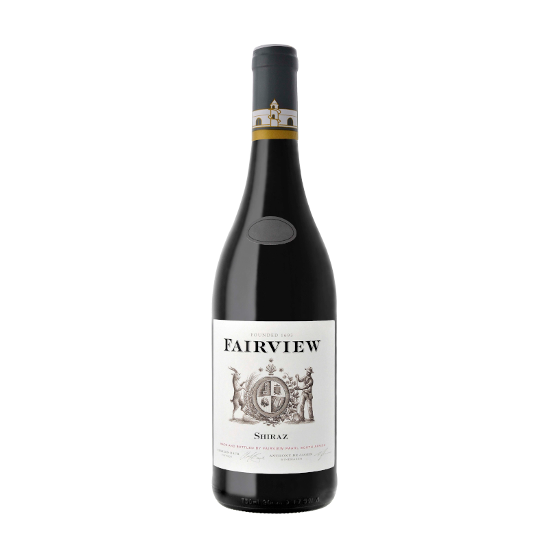 A bottle of Fairview Shiraz wine