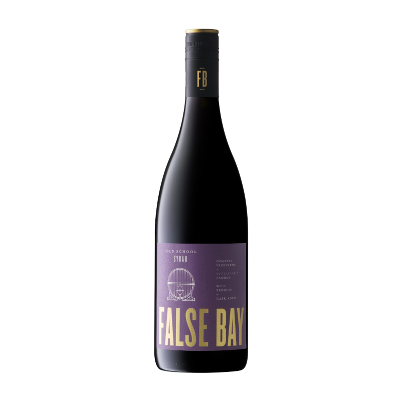 A bottle of False Bay Old School Syrah wine