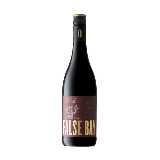A bottle of False Bay Pinotage wine