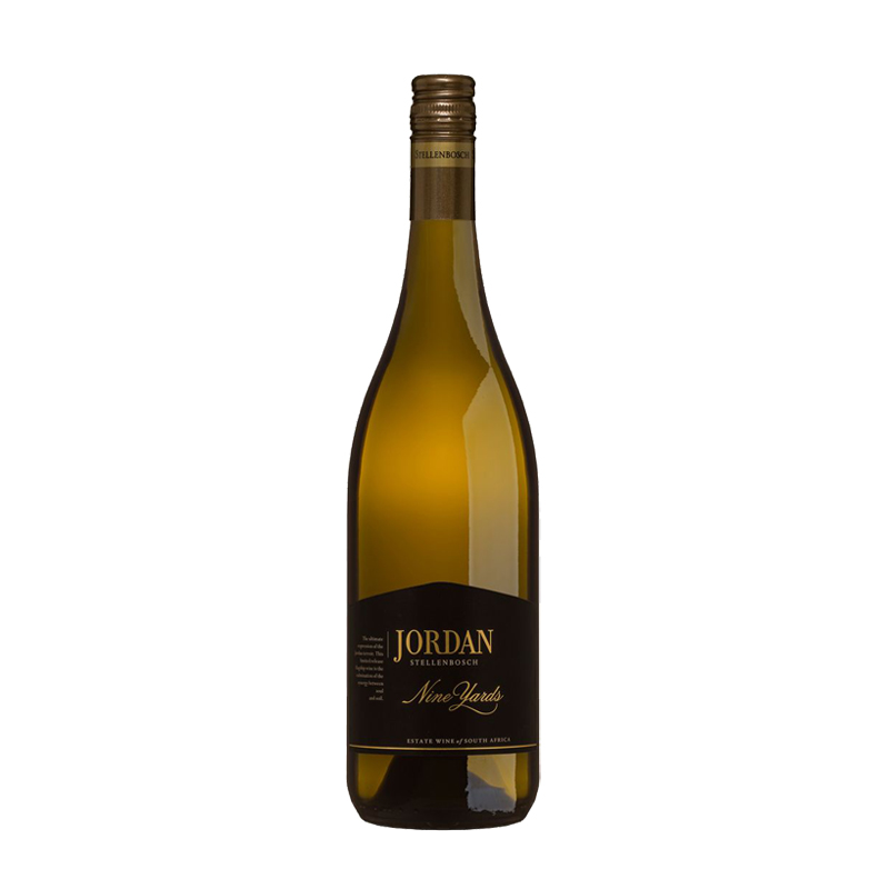 A bottle of ordan nine yards chardonnay wine