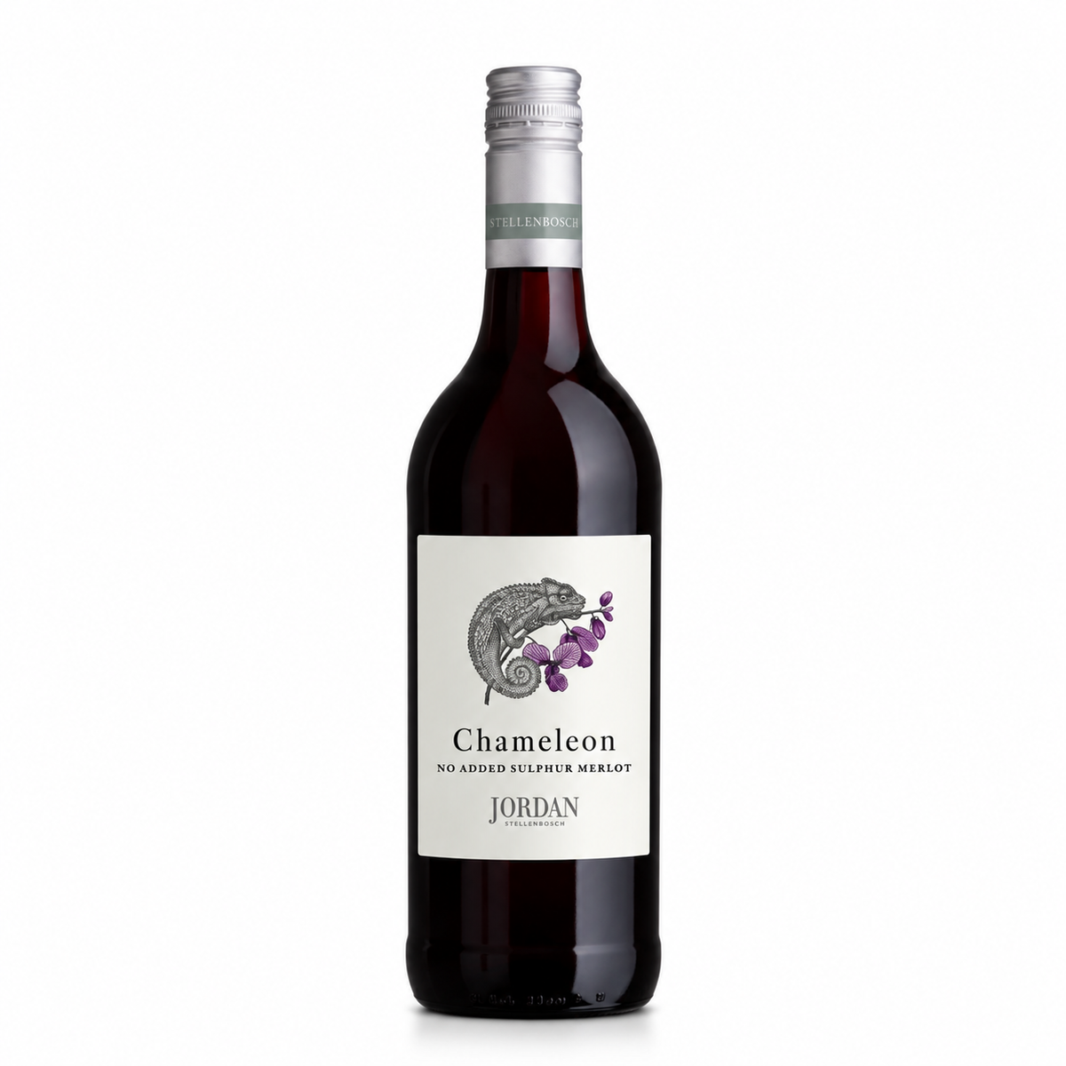 A bottle of Jordan Chameleon Chameleon No Added Sulphur Merlot