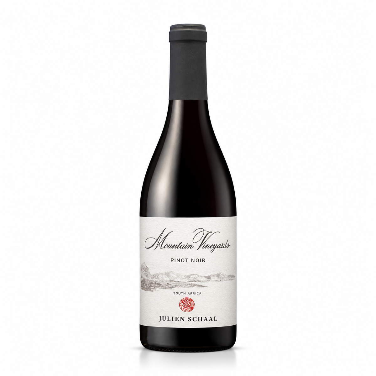 A bottle of Julien Schaal Mountain Vineyards Pinot Noir