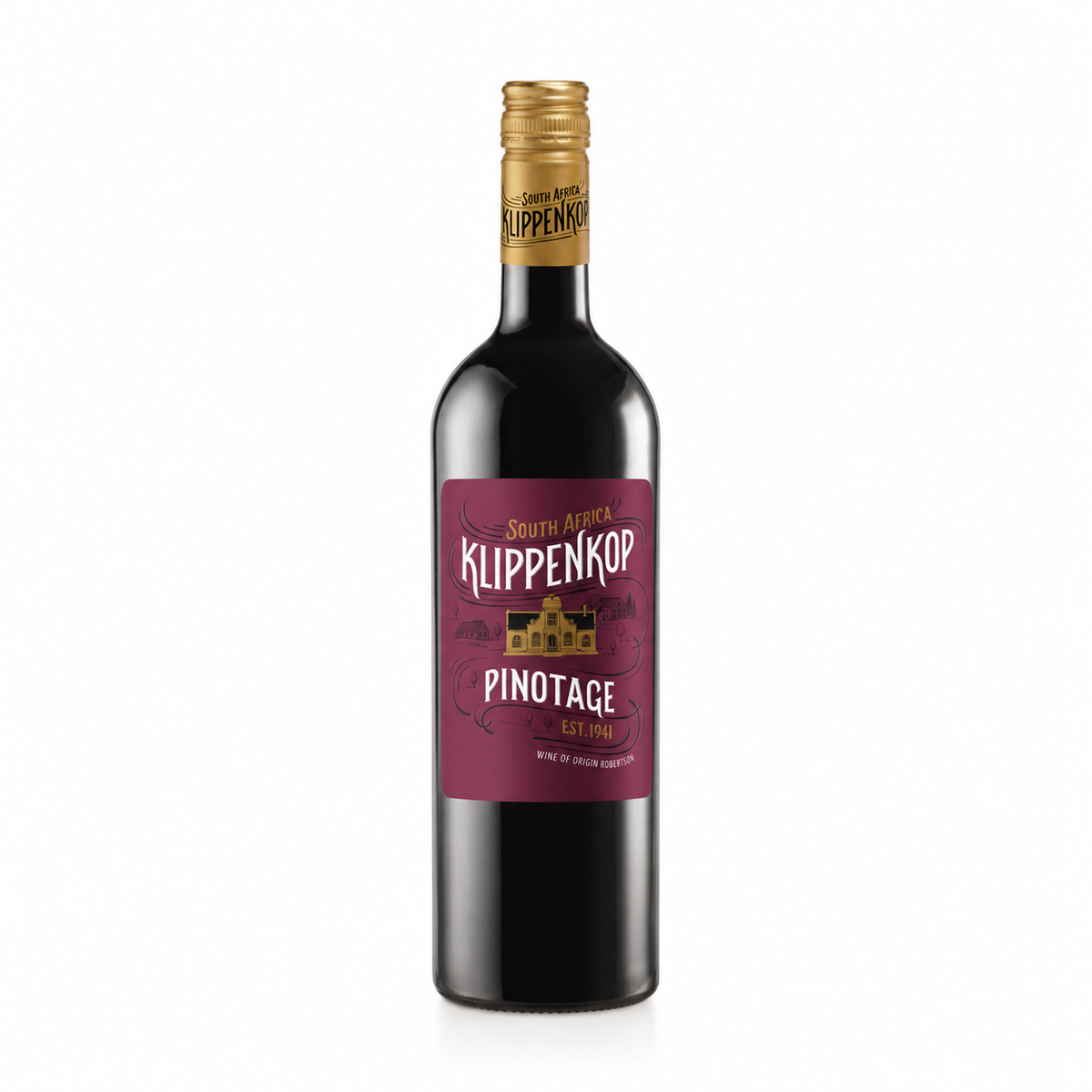 A bottle of Klippenkop Pinotage