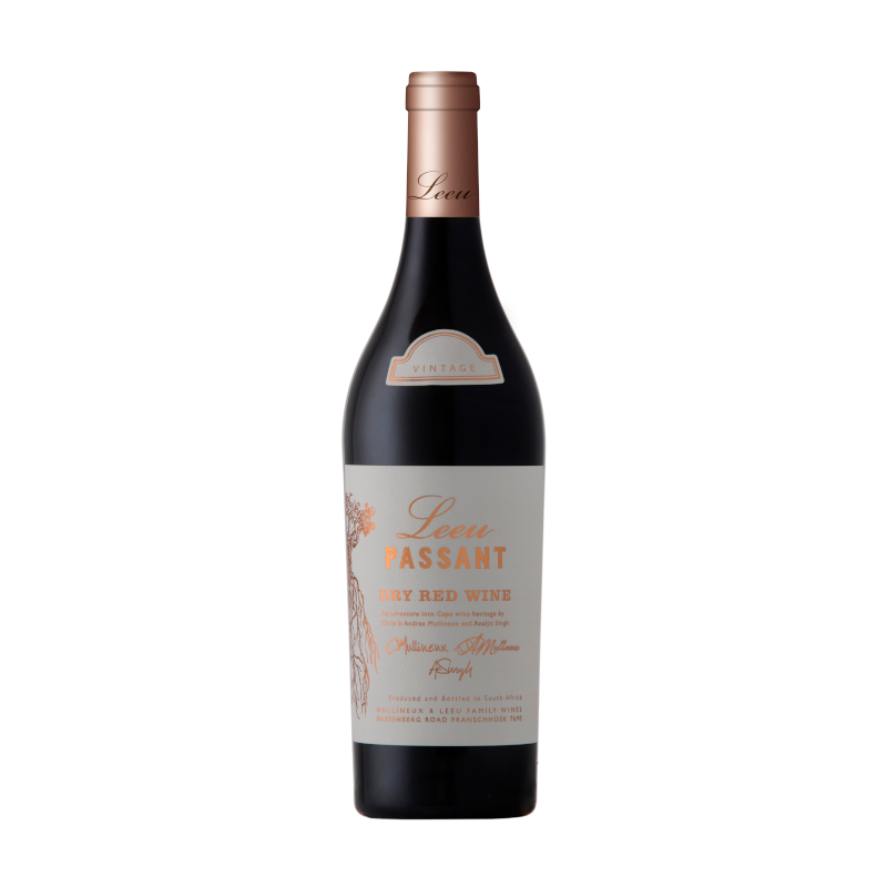 A bottle Leeu Passant Dry Red Wine