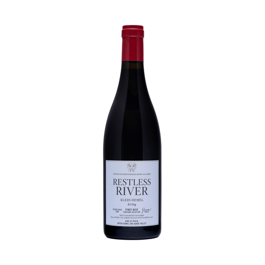 A bottle of Restless River, `Klein Hemel`  Pinot Noir
