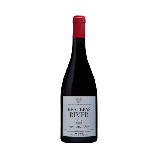 A bottle of Restless River, `Le Luc` Hemel-en-Aarde Pinot Noir