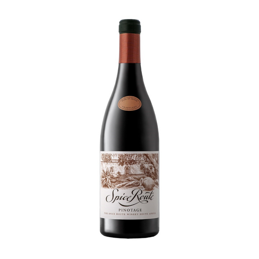 A bottle of Spice Route Pinotage wine