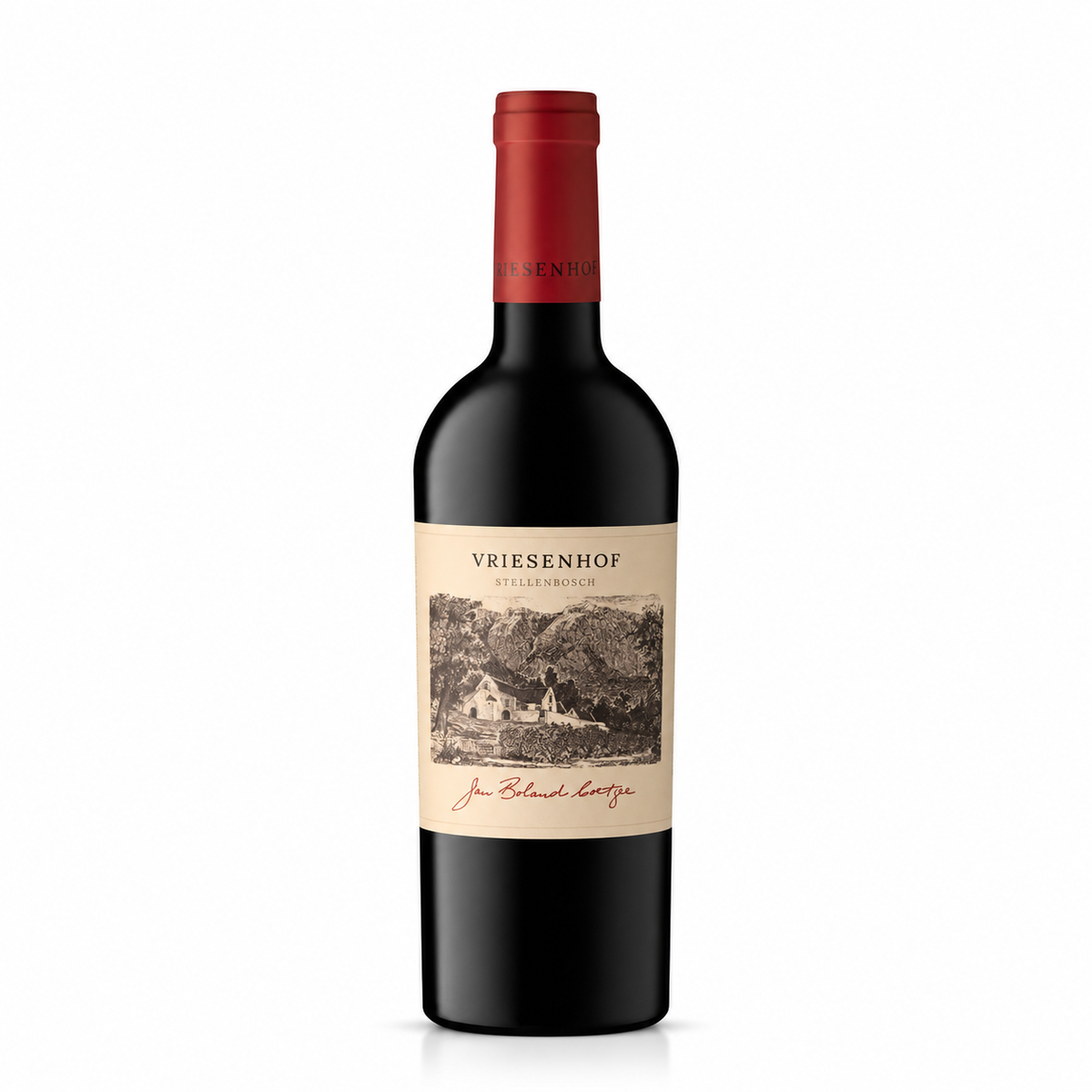 A bottle of Vriesenhof Jan Boland Coetzee Red