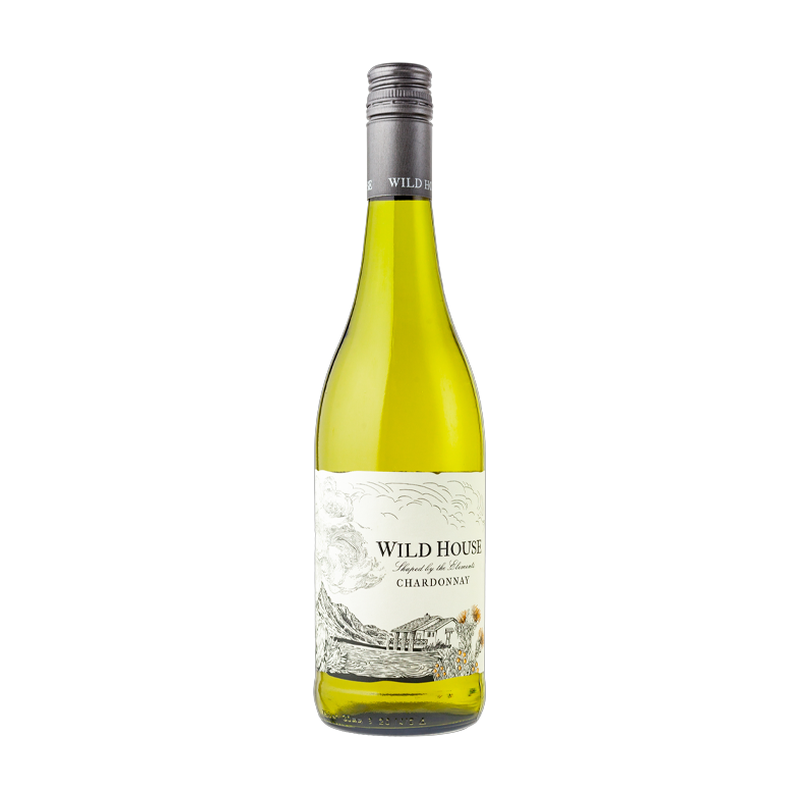 A bottle of Wild House Chardonnay