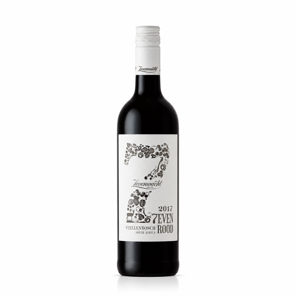 A bottle of Zevenwacht 7even Syrah