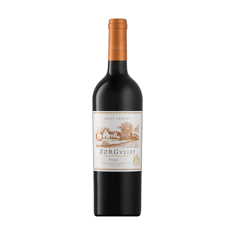 A bottle of Zorgvliet Petit Verdot