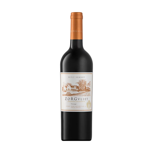 A bottle of Zorgvliet Petit Verdot